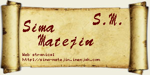 Sima Matejin vizit kartica